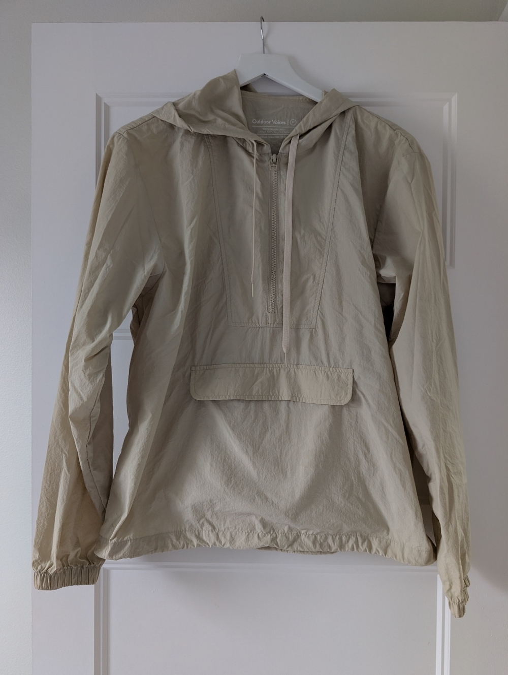 Outdoor Voices Light Tan Hooded Anorak Windbreaker Medium